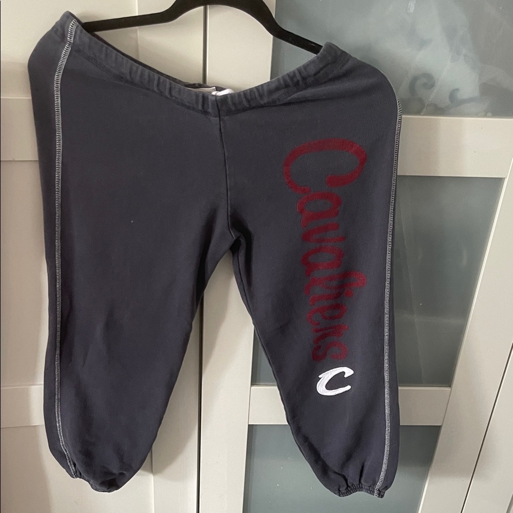 Kids Navy Cavaliers Jogger Sweatpants with Red Script